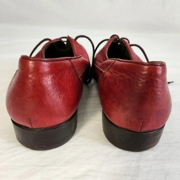 SANTONI Vintage Retro Oxfords Red Shoes Size U.K. 7.5 / U.S. 9.5 Made ITALY! - Picture 7 of 16